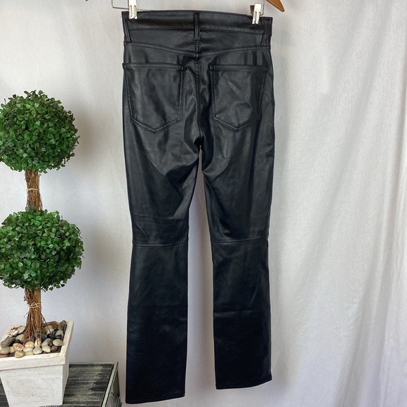 Gap Black Faux Leather Straight Leg Vintage Slim High Rise Trouser Pants 25 - Picture 3 of 7